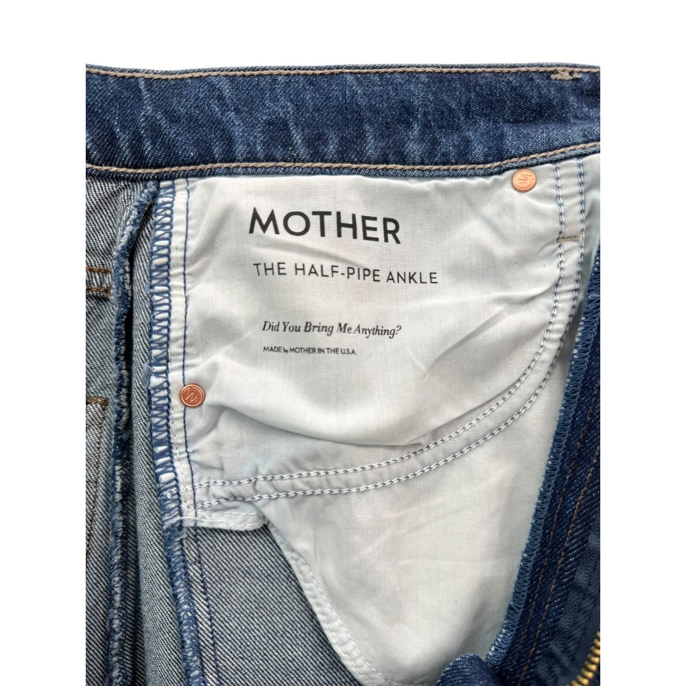 MOTHER High Rise Wide Leg Jeans in Classic Blue Denim - Picture 11 of 14